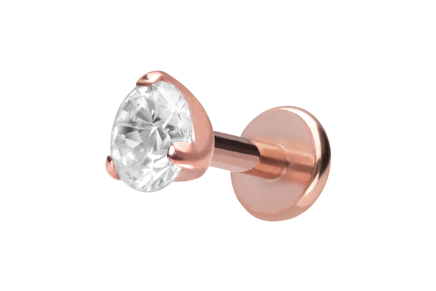 Titan Labret Piercing mit Push Fit EINGEFASSTER KRISTALL